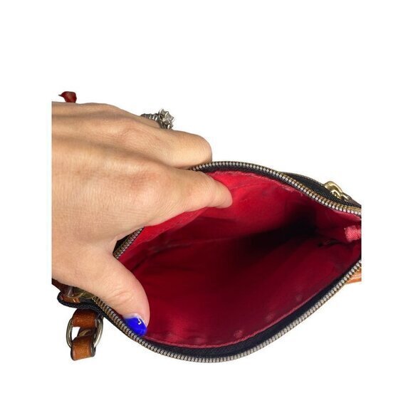 Dooney and Bourke Small Black Crossbody Triple Zip Red Interior - Picture 5 of 8